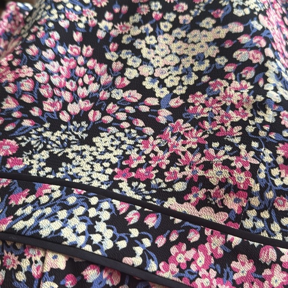 Talbots crepe floral set-in waistband lined crew neck 3/4 button sleeve midi NWT - Picture 5 of 8